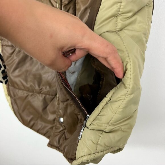 Ski Lift It Brown and Beige Zip Up Vintage Puffer Vest Women Size M - Picture 10 of 14